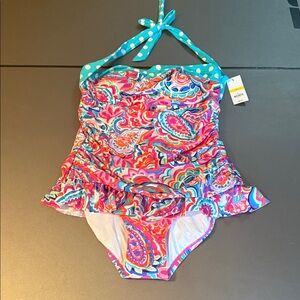 crown & ivy Multicolor Paisley One Piece Swimsuit